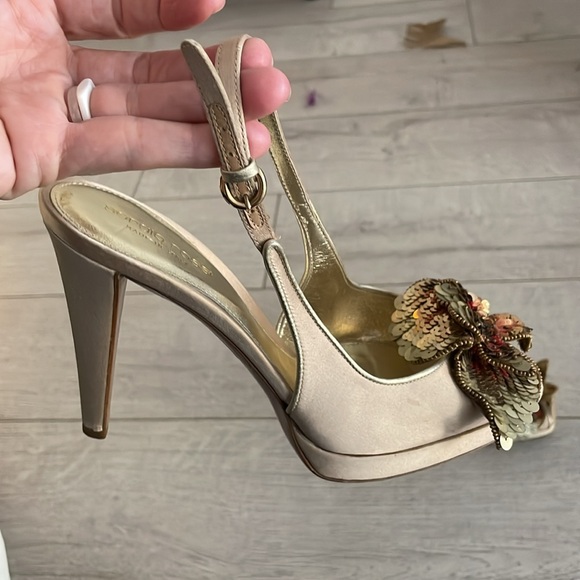 Sergio Rossi platform heel floral sequin toe Y2K vintage square toe gorgeous 9.5 - Picture 11 of 14